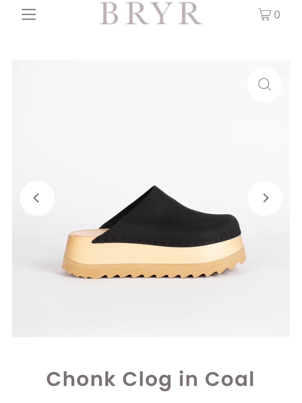 BRYR CHONK Clog in black w/dust bag- EUC